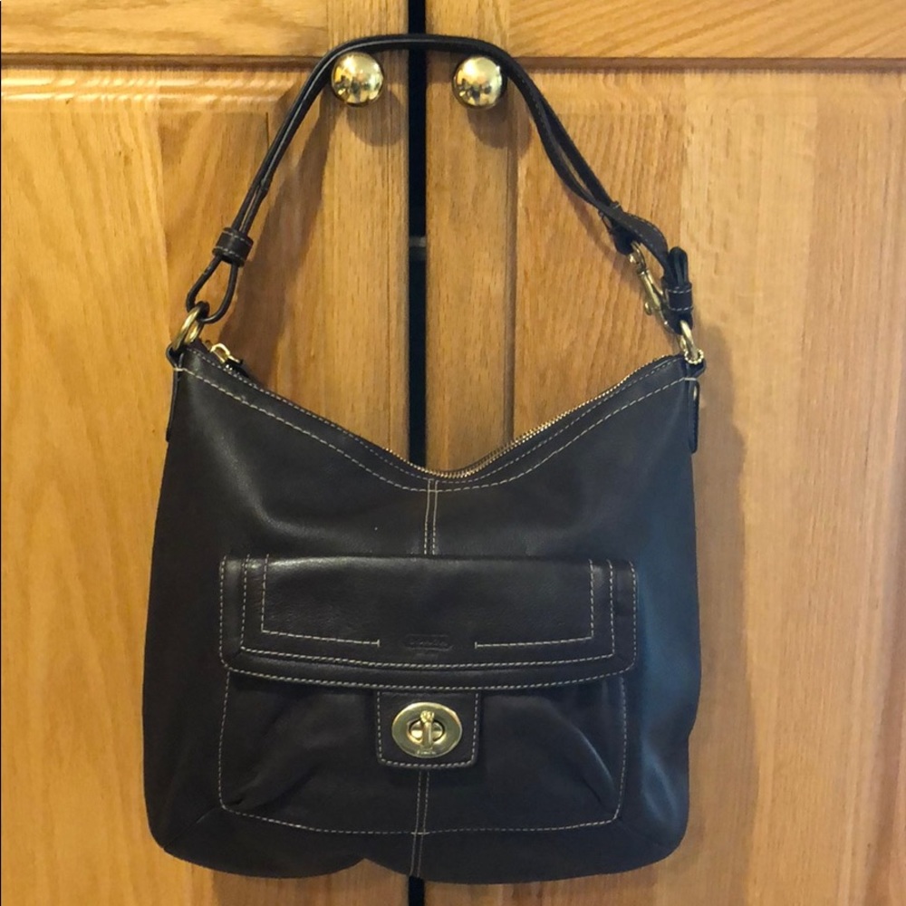 Large brown leather shoulder bag convertible strap